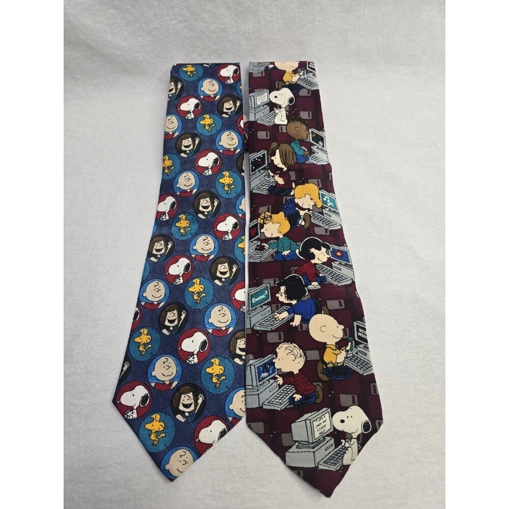 Peanuts, Snoopy, Charlie Brown Vintage Mens Ties- Lot Of 2- Read Description